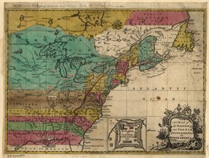 Une carte des établissements britanniques et français en Amérique du Nord. LOC 77690484