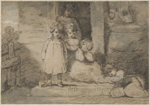 Quatre enfants et une fille plus âgée - John Hoppner