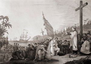 Colomb découvre le Nouveau Monde (gravure) - John James (after) Barralet