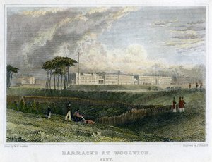 Caserne à Woolwich, Kent, vers 1830 - John James Hinchliff