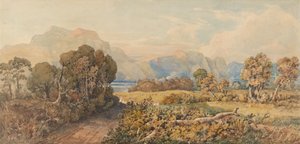 Paysage avec rivière et montagnes