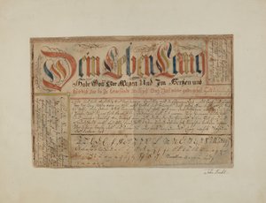Écriture illuminée Fractur, vers 1937 - John Koehl