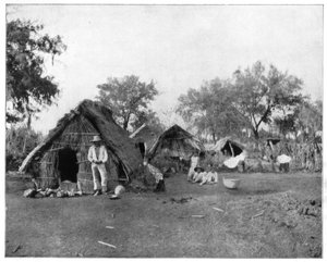 Cottages en paille, Salamanque, Mexique, fin du 19e siècle