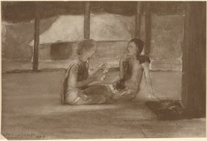 Filles dans une hutte samoane - John La Farge