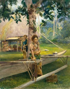 Portrait de Faase, la Taupo, ou Vierge officielle, de la baie de Fagaloa, et sa duègne, Samoa, 1891 - John La Farge