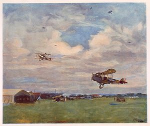 Un Aérodrome, des Artistes britanniques au Front, continuation du Front occidental, 1918 - John Lavery