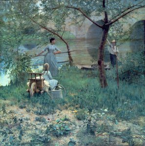 Sous le cerisier, le pont à Grez, 1884