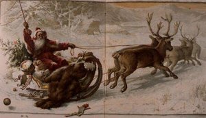 Le Père Noël conduisant son traîneau dans la neige, de "Jack Frost"