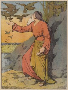 Les corbeaux apportent de la nourriture à Élie - John Lawson
