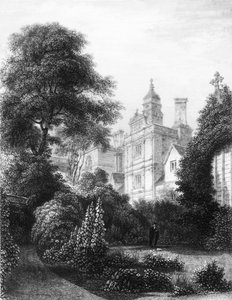 Caius College depuis les jardins des Fellows - John Le Keux