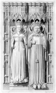 Effigie de Henri IV et de sa reine Jeanne de Navarre dans la cathédrale de Canterbury, 1826 - John Le Keux