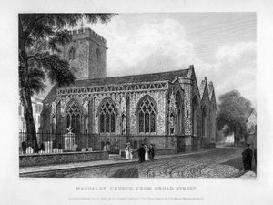 Église de Magdalen, depuis Broad Street, Oxford, 1833 - John Le Keux