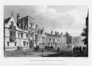 Façade sud du All Souls College, Université d