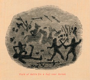Champ de bataille dans le brouillard près de Barnet - John Leech