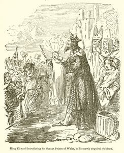 Le roi Édouard présentant son fils comme prince de Galles à ses nouveaux sujets - John Leech