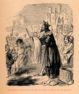 Le roi Édouard présentant son fils comme prince de Galles à ses sujets, vers 1860 - John Leech