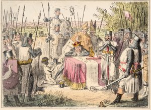Le roi Jean signant la Magna Carta, de The Comic History of England, pub. 1864 - John Leech