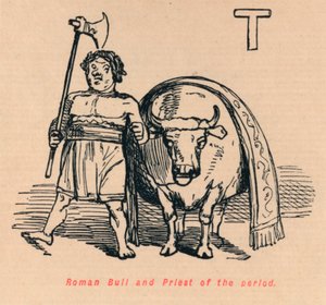 Taureau romain et prêtre de l