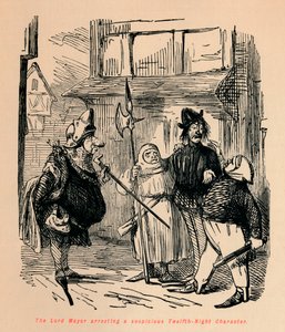 Le Lord Maire arrêtant un personnage suspect de la Nuit des Rois, vers 1860 - John Leech