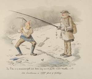 Le brochet est un poisson vorace et mord facilement en hiver - Vieux monsieur..., 1830-1864 - John Leech