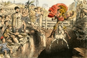 Le galant Curtius sautant dans les gouffres - John Leech