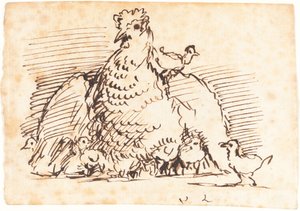 Poules et poussins - John Linnell