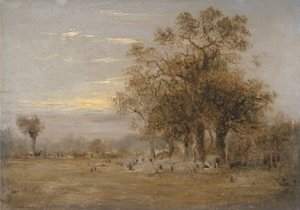 Moutons broutant - John Linnell