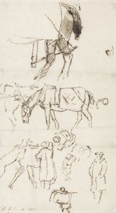 Études de chevaux, hommes et carrosses, 1811 - John Linnell