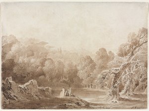 Un homme jouant de la harpe avec d