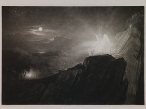 Les Anges gardant le Paradis la nuit, illustration pour « Le Paradis perdu » de John Milton, Livre 4, Ligne 866 - John Martin