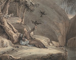 Les corbeaux nourrissant Élie - John Martin