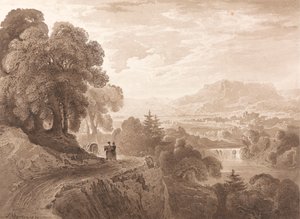 Voyageurs sur une route au-dessus d