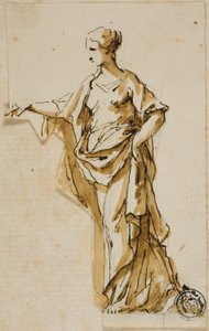 Figure féminine debout avec la main droite levée - John Michael Rysbrack