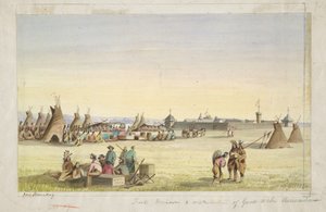 Fort Union et distribution de biens aux Assiniboines - John Mix Stanley