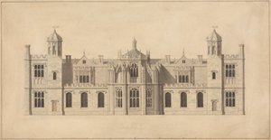 Corsham Court, Wiltshire : Élévation de la façade nord - John Nash