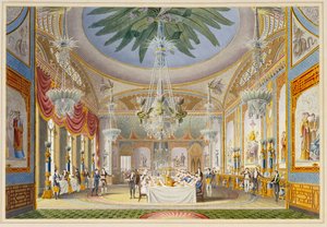 La salle de banquet au Royal Pavilion, Brighton, 1826