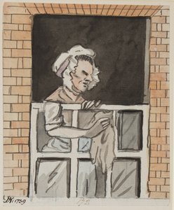 Femme de ménage nettoyant une fenêtre, 1789