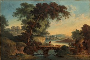 Paysage avec château et pont, vers 1808-20