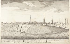 St Andrews Délinéé - Vue de la ville de St Andrews prise du sud-est - John Oliphant