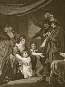 Lady Elizabeth Grey suppliant Édouard IV de protéger ses enfants, gravé par W. Bromley, illustration de 
