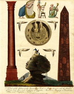 Vue du Sphinx aux Pyramides de Gizeh : une Patera chargée des portraits d