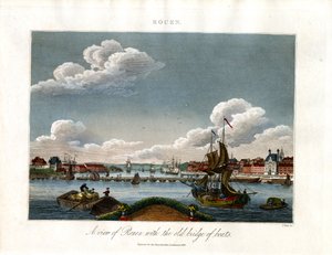 Vue de Rouen avec le vieux pont de bateaux - John Pass