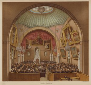 Salle du Conseil, Guildhall, City of London (lithographie en couleur) - John Phillipp Emslie