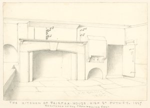La cuisine à Fairfax House, High Street, Putney, 1887; résidence du Gent Cromwellien - John Phillipp Emslie