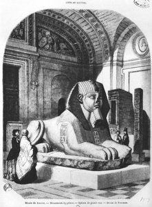 Le Sphinx en granit rose dans les salles égyptiennes du musée du Louvre, illustration de 