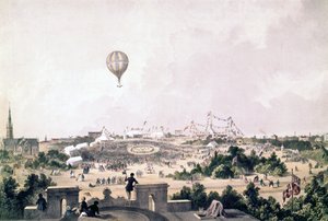 Montgolfière au-dessus de Fancy Fair, Princess Park, Liverpool, août 1849 - John R. Isaac