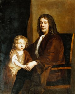 Portrait de Thomas Rowe et Son Fils, Assis Trois-Quarts Longueur, le Premier en Robe Brune, le Second en Robe et Écharpe Brunes - John Riley