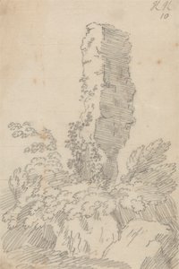 Roche perpendiculaire et arbres - John Robert Cozens