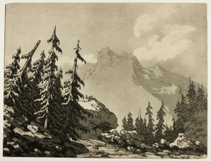 Pins dans les montagnes - John Robert Cozens