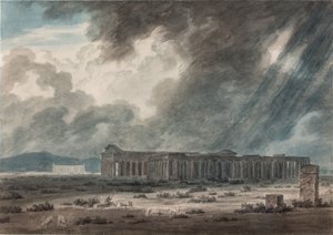 Ruines de Paestum près de Salerne : Les Trois Temples, vers 1792 - John Robert Cozens